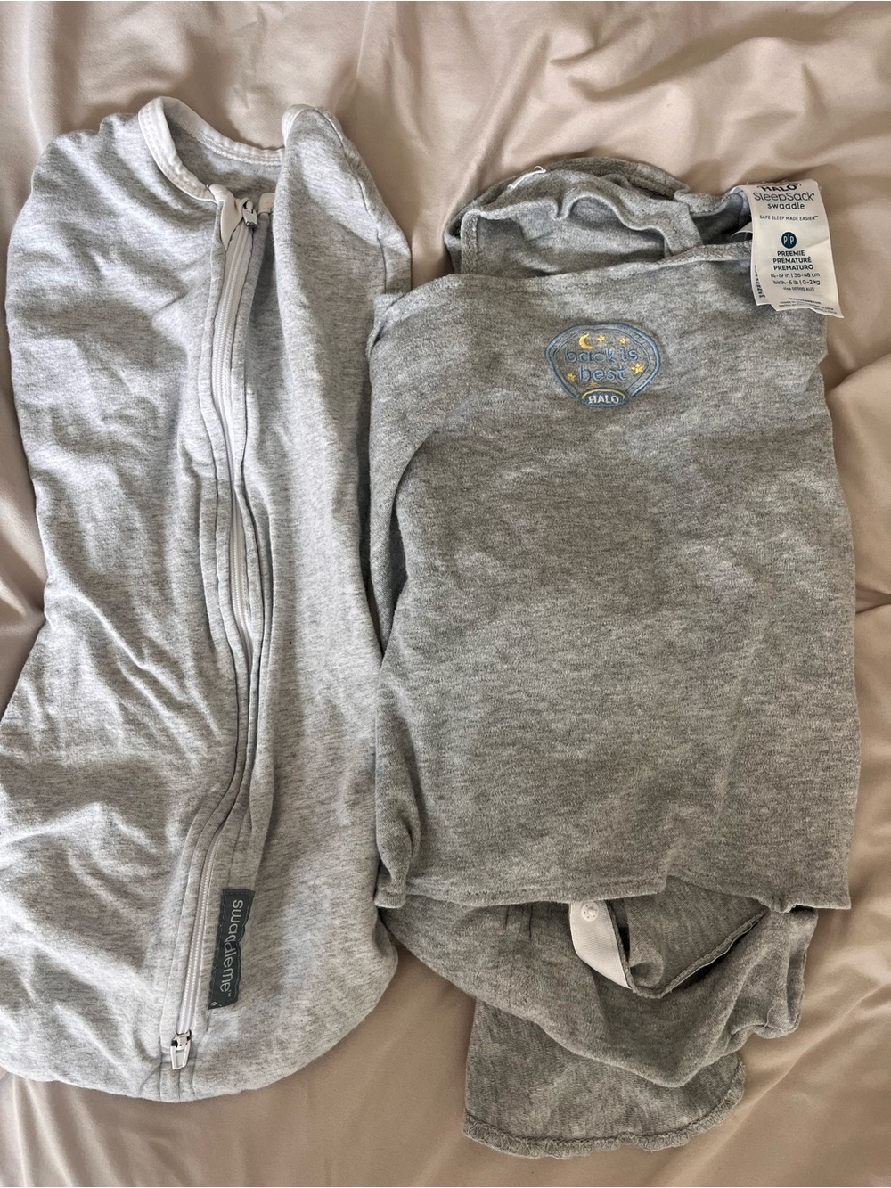 Swaddleme Gray Baby Sleep Sack & Halo Gray Baby Sleep Sack (2 sleepsacks)